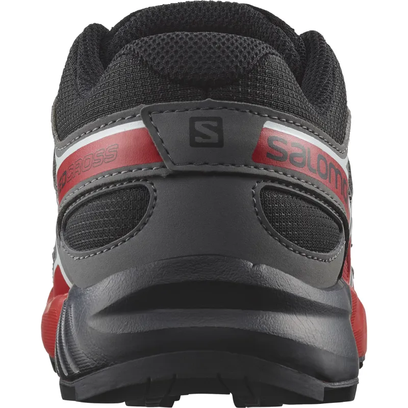Salomon Speedcross Junior Trail Running Shoe in Black/Quiet Shade/High Risk Red-4